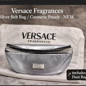 Versace Fragrances Silver Belt Bag / Cosmetic Pouch – NEW w/ Dust Bag